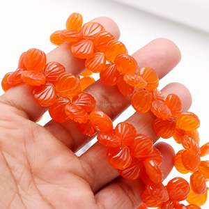 ลูกปัดหินคาร์เนเลียนธรรมชาติแกะสลักทรงเปลือกหอย เจาะรูด้านข้าง ขนาด 9-10 มม. ลูกปัดคาร์เนเลียนแกะสลักด้วยมือ สำหรับทำเครื่องประดับและขายส่ง - Product Image 3