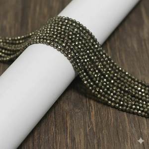 Cuentas Sueltas de Pirita Natural de 2mm, Redondas, Microfacetadas, Metálicas, de la Mejor Calidad al por Mayor, para la Fabricación de Joyería DIY - Product Image 1