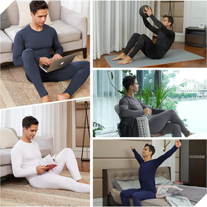 Conjunto Térmico de Compresión para Hombre, Manga Larga, Ropa Deportiva, Gimnasio, Running, Negro, Spandex, Algodón, Tejido Sin Costuras - Product Image 6