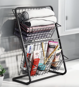 Vietnam Double Tier Triangular Fruit Vegetable <b>Storage</b> <b>Rack</b> Floor Standing <b>Kitchen</b> Organizer Shelf - Product Image 2