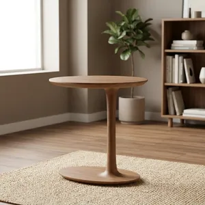 Modern Solid Wood Side <b>Table</b> With Sculptural Pedestal Base Handmade Round Accent <b>End</b> <b>Table</b> for Living Room Bedroom Decor - Product Image 6