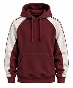 Sweat-shirt à capuche pour homme, manches raglan, blanc et noir unis, 100 % coton molletonné, avec poche, décontracté, pour l'automne, coupe classique, tricoté - Product Image 5