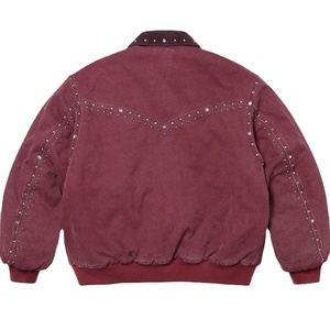 Chaqueta Bomber Western de Pana Roja para Hombre con Remaches, Cremallera y Cuello Vuelto para Otoño - Product Image 4
