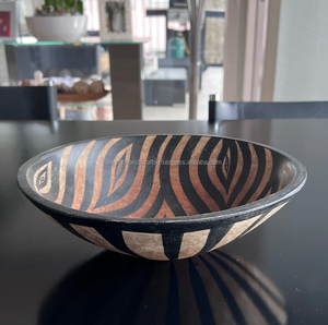 Cuenco de madera con estampado esmaltado único, vajilla de diseño personalizado, cuenco para servir alimentos seguros, venta al por mayor de madera hecha a mano - Product Image 5