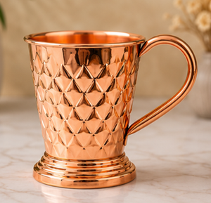 Mug à Moscow Mule en cuivre martelé artisanal, tasse à cocktail en cuivre pur avec poignée en cuivre massif, tasse à bière avec base sur pied en métal - Product Image 4