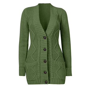 New Arrival High Quality Wool Button-up Women's <b>Cardigan</b> <b>Sweater</b> With Breathable Pocket Decor With Custom Logo SOLID Pattern - Product Image 1