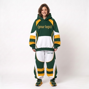 Conjunto Deportivo Unisex Personalizado, 20% Poliéster, 80% Algodón, Estilo Holgado con Capucha, 2 Piezas, Ropa Urbana, Felpa Gruesa con Acabado Ácido - Product Image 1
