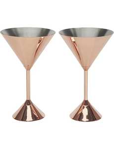 Copas de Martini de Cobre de Lujo Modernas, Juego de 2, Diseño Triangular, Copas de Vino con Tallo Metálico, Diseño Personalizado para Fiestas - Product Image 3