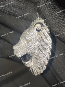 Collar Hip Hop con Colgante de Cabeza de León, Adornado con Moissanita, Chapado en Rodio, en Plata de Ley 925, Joyería de Lujo - Product Image 4