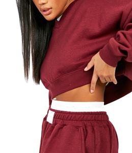 Sweats à capuche à double ceinture avec logo personnalisé Pantalon à jambe droite Survêtement pour femmes Ensemble 2 pantalons de survêtement et sweat à capuche deux pièces 2026 - Product Image 2