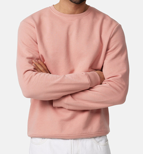 Men's Crew Neck Solid <b>Pink</b> Knitted Pullover Regular Fit Casual <b>Sweatshirt</b> 100% Cotton Quick Dry Winter Custom Design OEM Service - Product Image 6