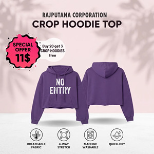 Women Fleece Crop Hoodies <b>Top</b> Casual 100% Cotton Fleece Loose Fit Full Sleeve Drop Shoulder Breathable Printed <b>Sweat</b> Crop <b>Top</b> - Product Image 1