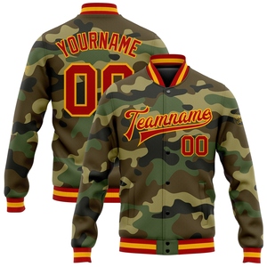 Wholesale Direct OMMIZ INDUSTRY Custom <b>Camo</b> Red-Gold Bomber Full-Snap Varsity Letterman Salute To Service <b>Jacket</b> - Product Image 1