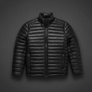 Vêtements d'extérieur matelassés en cuir pour la protection contre le froid, conçus pour la protection hivernale, offrant une chaleur constante et un équilibre entre la mode et le confort. - Product Image 3