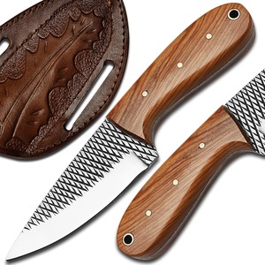 Cuchillo de Caza de Hoja Fija de Acero Inoxidable con Punta Caída, Mango de Madera, Borde Recto, Grosor de 0.6mm, para Uso en Exteriores y Bricolaje - Product Image 3