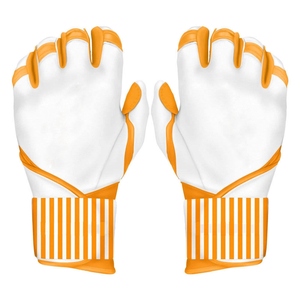 Orange and White Batting Gloves Pull On Closure Unisex Adult Training Gloves Comfortable Ambidextrous - Product Image 1