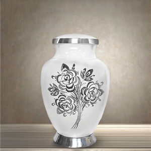 Urna Funeraria de Metal para Cenizas de Adultos |   Urna Funeraria Clásica Blanca para Cremación - Product Image 1