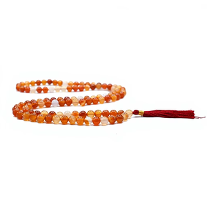Collier Mala en Agate 108 Perles, Perles de Prière Rondes de 8 mm avec Pompon, Bijoux Religieux Islamiques de Méditation et de Yoga, Unisexe - Product Image 1
