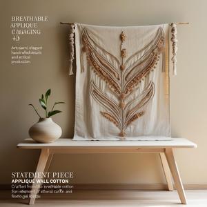 Apliques para colgar en la pared de algodón transpirable hechos a mano éticamente con diseño elegante - Product Image 1