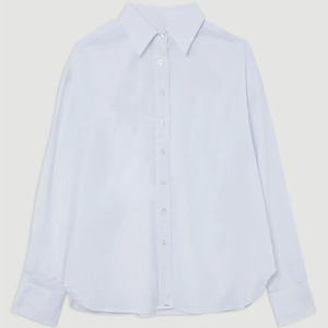 Camisa Clásica de Manga Larga para Mujer, Cuello Camisero, Color Sólido, Corte Regular, Blusa de Popelina de Algodón para Todas las Temporadas - Product Image 1