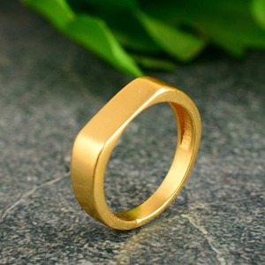 Trendy High Quality <b>Signet</b> <b>Ring</b> Minimalist Brass Band <b>Men</b> 18k Gold Plated Minimal Flat Geometric Bar Design Wholesale/OEM/ODM - Product Image 6