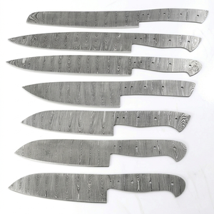 SAZ ENTERPRISES Ensemble de 7 lames de couteau de cuisine en acier Damas faites à la main, ambidextres, finition haute brillance, compatibles lave-vaisselle - Product Image 1