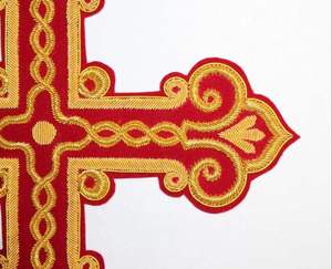 Wholesale Religious Church Cross <b>Badge</b> Gold Embroidered Bullion Wire Patch Handcrafted Vestment Decoration <b>Sew</b> On Custom - Product Image 4