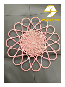 Green Vintage Handmade Rattan Round Charger <b>Plate</b> Placemat Eco-Friendly Floral Table <b>Mat</b> for Wedding Dining Decor - Product Image 6