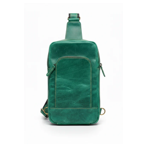 Wholesale Custom Green Leather Women <b>Sling</b> Bag Stylish Crossbody Chest Bag with Multiple Compartments Manufacturer Supply - Product Image 4