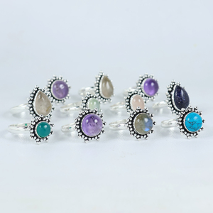 Wholesale Bismillah Gems Christian March Birthstone Natural Gemstone <b>Ring</b> <b>Set</b> Vintage Style Sterling <b>Silver</b> Plated <b>Rings</b> - Product Image 4