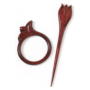 Épingle à cheveux en bois faite à la main, accessoire de coiffure rond, style cristal, pour soirée - Product Image 3