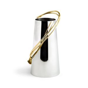 Jarrón de lujo Saleem International 2026 con diseño de granada, color plateado, de metal, con hoja de ginkgo marrón dorado - Product Image 4