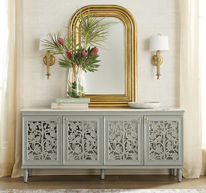 Aparador de Madera de Caoba Maciza Tallada de Lujo con Panel Decorativo y Tapa de Mármol, 4 Cajones, Estilo Contemporáneo para Sala de Estar o Dormitorio - Product Image 5