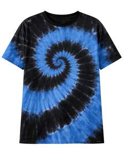 เสื้อยืดสีน้ำเงินดำลายมัดย้อมแบบสไปรัลสำหรับผู้ชาย ผ้าฝ้ายลำลอง สตรีทแวร์ คอกลม แขนสั้น แฟชั่นฤดูร้อน - Product Image 1