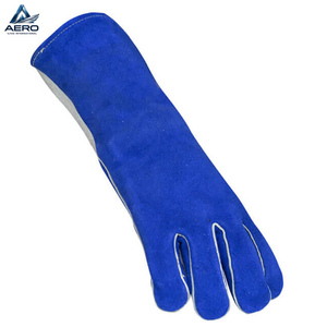 For Wholesale Rate Heavy Duty Split Heat Resistant Safety Work Gear Premium Quality Blue Color Full Finger Welding <b>Gloves</b> - Product Image 3