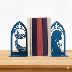 Serre-livres décoratifs en métal personnalisés, motif sirène, souvenir de voyage de Copenhague, Danemark - Product Image 1