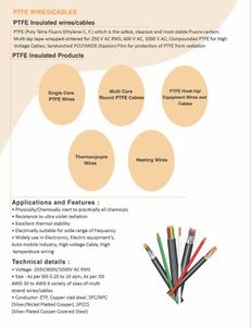 Fil chauffant rond en cuivre toronné nu avec isolation PTFE 24 AWG pour usage industriel IP20 250C 600V KETS WARM - Product Image 3