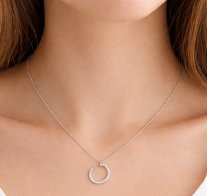 Collar de Novia con Colgante Circular de Diamante Natural Cultivado en Laboratorio, Color DEF, Claridad VVS VS, Plata de Ley 925, Oro Sólido de 10K 14K - Product Image 4