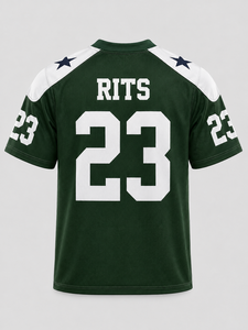Camiseta de Fútbol Americano RITS para Hombre, Verde y Blanca, Número 23, Cuello en V, Manga Corta, Poliéster que Absorbe la Humedad, Ropa Deportiva de Equipo, Precio Económico - Product Image 5