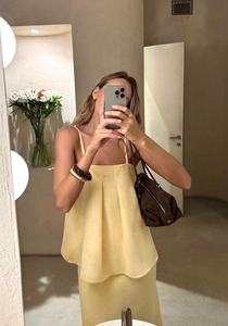 Women <b>Linen</b> Two Piece <b>Set</b> Sleeveless Camisole Top and Long Skirt Elegant Summer Co Ord <b>Set</b> Resort Wear Outfit - Product Image 6