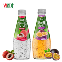 Basilicumzaad drank Lychee Passievrucht Suiker Vrij 290ml voor glazen fles Natuurlijke Fruitdrank Private Label Vietnam Fabriek