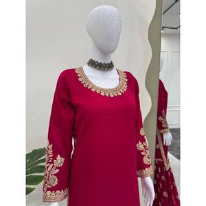 Conjunto de traje de fiesta para mujer con Dori bordado y trabajo de secuencia - Product Image 3