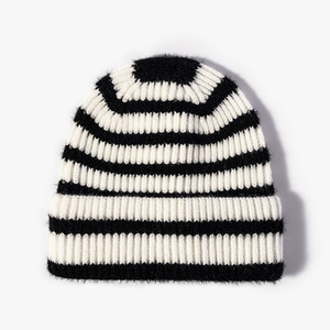 Autumn Winter Unisex Casual Warm Knit <b>Hat</b> New Striped Fleece-Lined Face-Slimming Color-Blocked Common Fashion Wholesale - Product Image 5