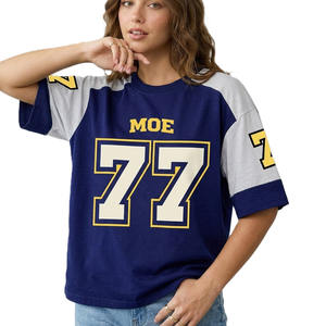 T-shirt surdimensionné en jersey de coton mélangé avec nom et numéro personnalisés, style streetwear, maillot de football américain, production sous marque privée - Product Image 5