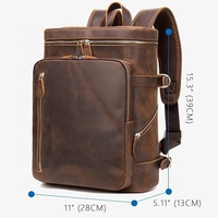 Mochila para Portátil de Cuero Genuino, Moderna, Ecológica, Duradera, de Gran Capacidad, con Cremallera Desmontable, Correa Ajustable, Impermeable, Unisex