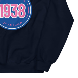Sweat-shirt à col rond bleu foncé et rose avec motif, en molleton doux, à manches longues, unisexe, décontracté, vêtement de mode d'hiver - Product Image 6