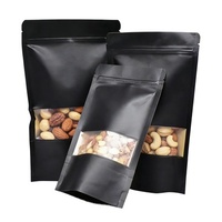 Sacs Doypack personnalisés imprimés sur mesure, service OEM, en papier kraft recyclé noir de qualité alimentaire, avec fermeture éclair et fenêtre, pour pizza, 15 ans d'expérience en usine