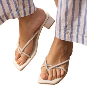 Adorned Elegant Fancy <b>Strings</b> Printed Soft Graceful Look Designed Heels Slides Anti-Slippery Fashion Trend Customizable Genuine - Product Image 1