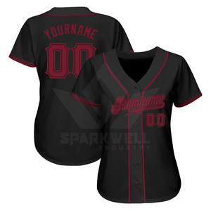 Maillot de baseball personnalisé pour femme, violet et noir, col en V, manches courtes, sublimé, respirant, en polyester, ajusté, uniforme d'équipe personnalisé - Product Image 4