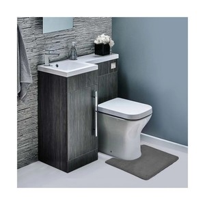 Tapis de bain moderne antidérapant rectangulaire en microfibre gris pour salle de bain et toilettes - Product Image 3